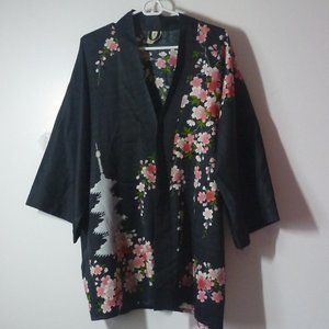 Japanese kimono Haori Robe Black
